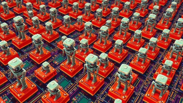 Retro robots on colored circuit boards in a seamless pattern, AI agents create a new C compiler.