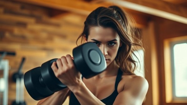 Active woman enhances thyroid health through weightlifting.