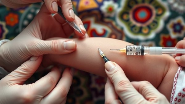 Newborn receiving vaccine injection in US-funded trial, raises ethical concerns.