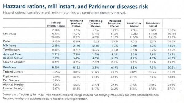 Forest plot linking dairy consumption and Parkinson’s disease, showing hazard ratios.