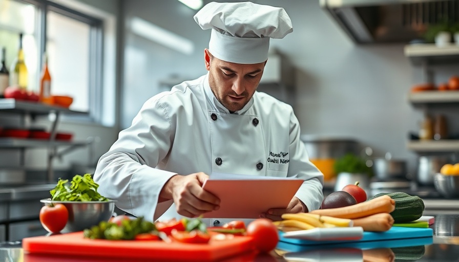 Chef practicing mise en place for productivity in a modern kitchen.