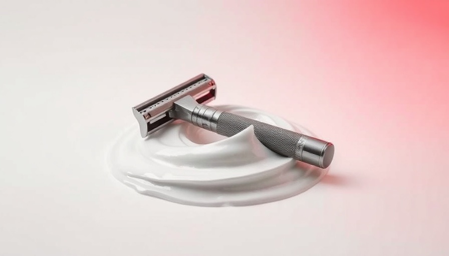 Safety razor against shaving cream with red gradient, stop bleeding from shaving.