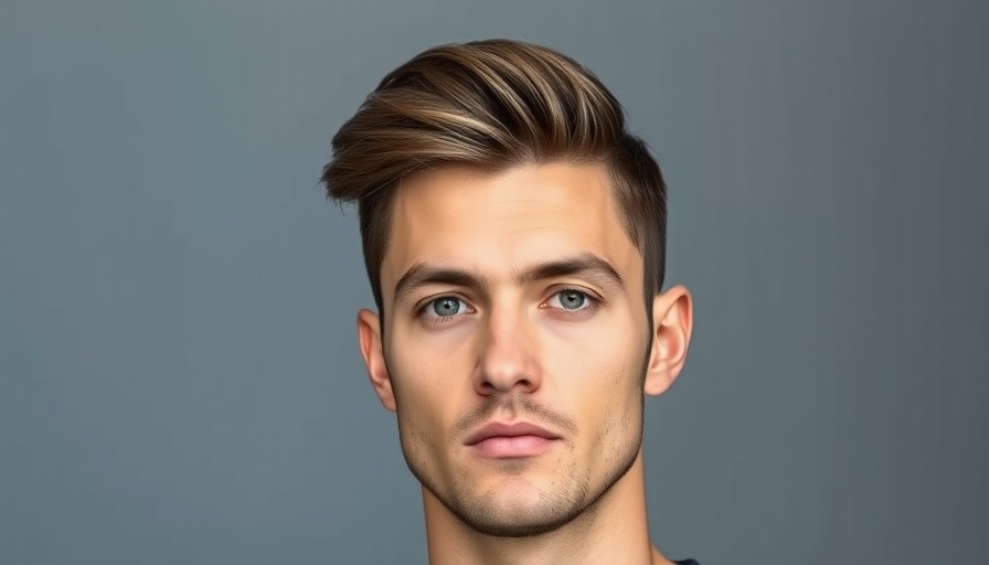 Portrait of a man with styled haircut against a gradient background.