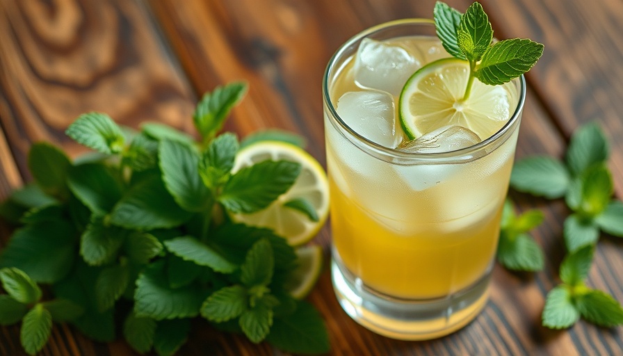 Refreshing drink with lime and mint for gut health