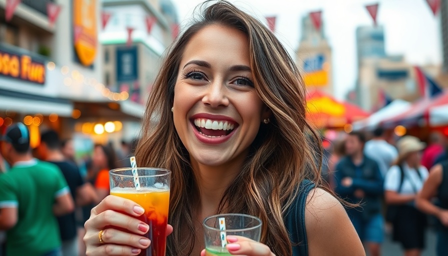 March Happenings at Atlantic Station festival with woman enjoying a drink.