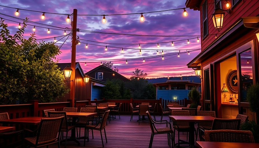 Cozy outdoor patio at dusk during St. Patrick's Day Festival at Chateau Elan.