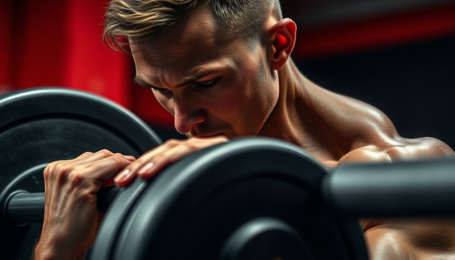 High-intensity exercise with close-up of barbell lifting.