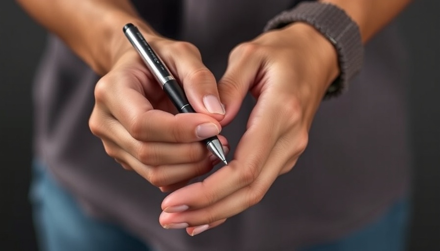 Close-up of hands holding Ozempic GLP-1 weight-loss drug pen