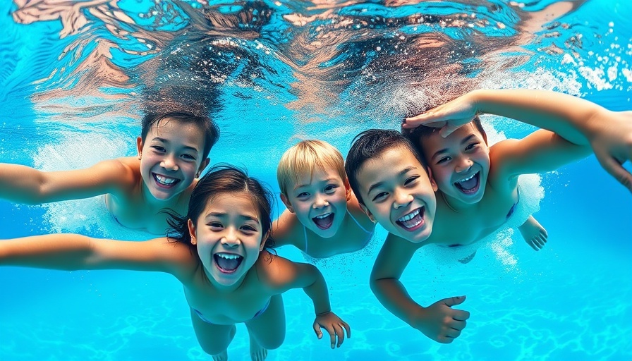 Cheerful family enjoying fun pool workouts underwater.