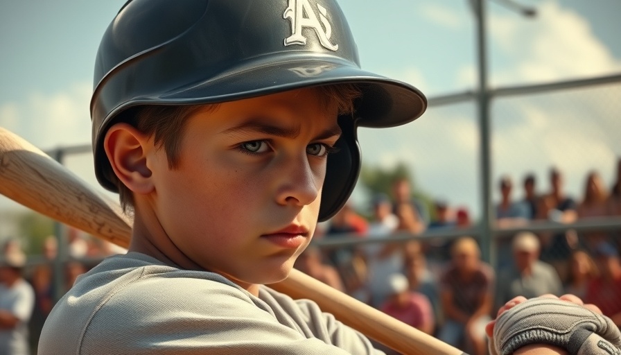 Benny 'The Jet' Rodriguez prestige: Young baseball player focused with bat ready.