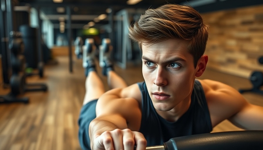 Young man doing old-school ab routine in gym environment.
