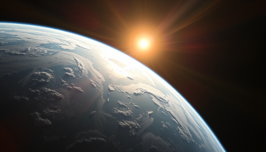 View of Earth's curvature and sunlight in space, Earth's rotation changes.