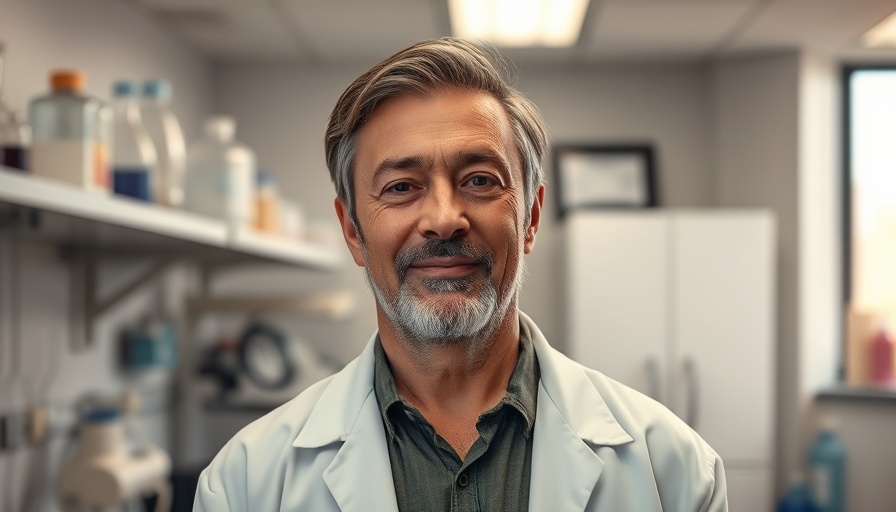 Middle-aged man in lab with scientific gear, overdose data analysis context.