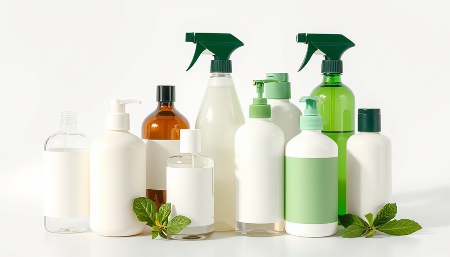Assorted cleaning product bottles highlighting the impact on lung function.
