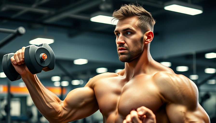 Focused athlete lifting weights for muscle building at the gym.
