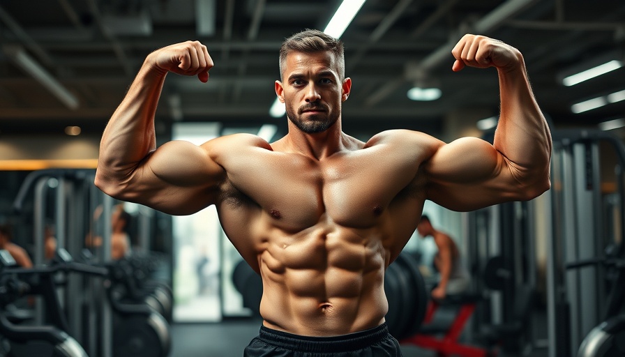 Muscular man performing men's fitness workout in gym.