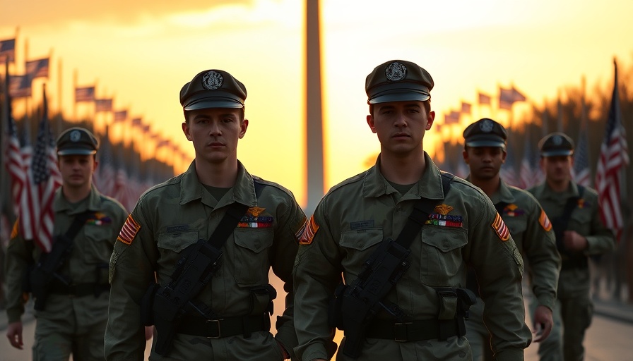 National Guard soldiers patrolling D.C. near Washington Monument.