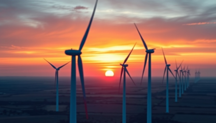Blurry wind turbines at sunset illustrating misinformation about wind farms.