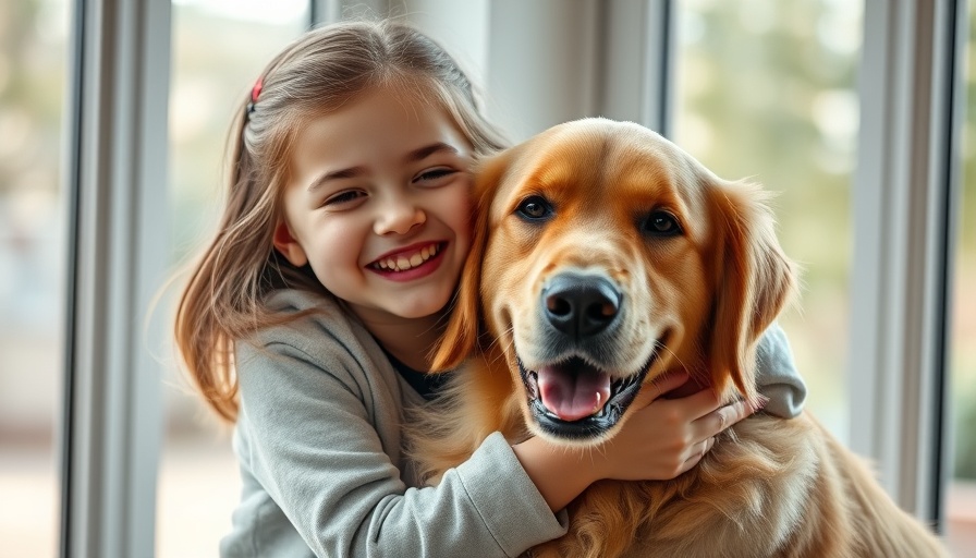 Happy child with pandemic puppy boosting mental health indoors.