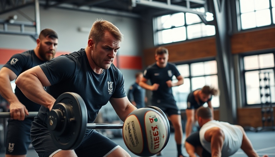 Rugby players training for Rugby League Ashes Cup 2025 in a gym
