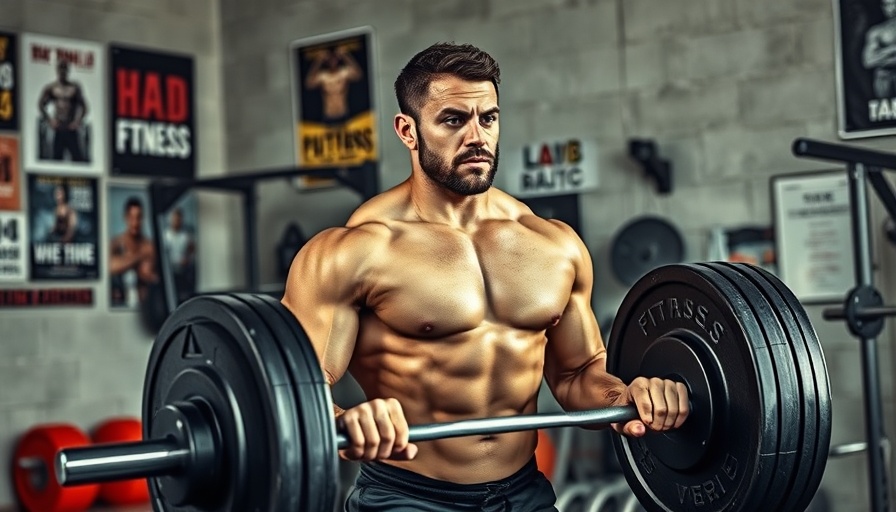Muscular man lifting weights in home gym for personal growth workout.