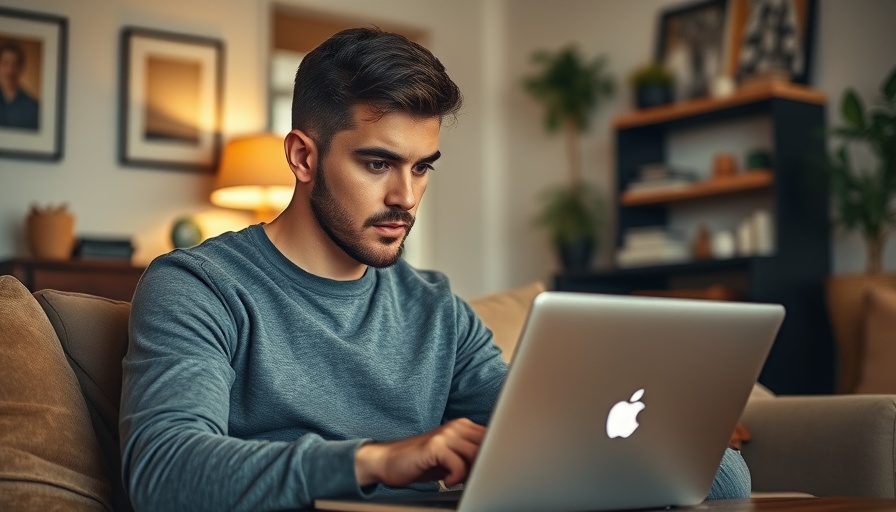 Young man using laptop at home for new repayment assistance plan.