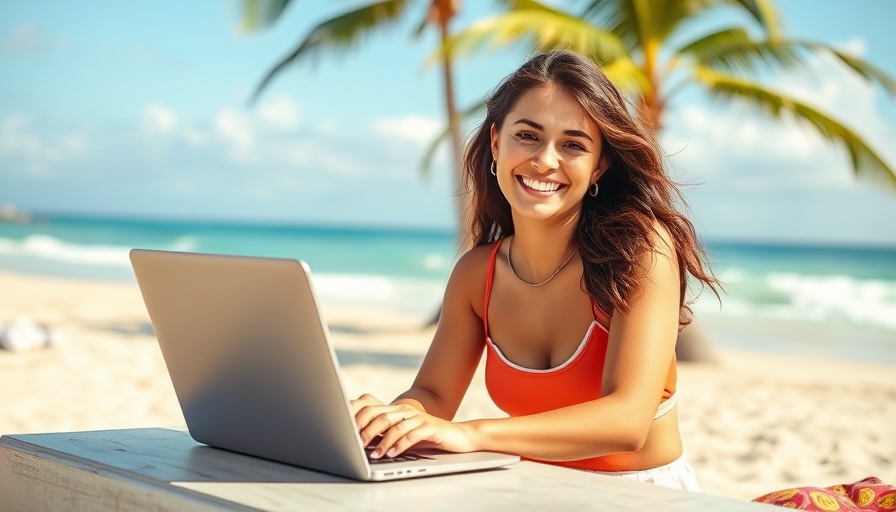 Woman using laptop with SafetyWing Essential Travel Insurance.