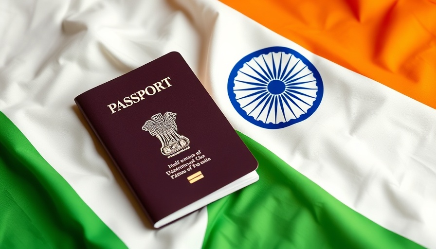 Indian passport on flag; digital nomad visas for Indian citizens.