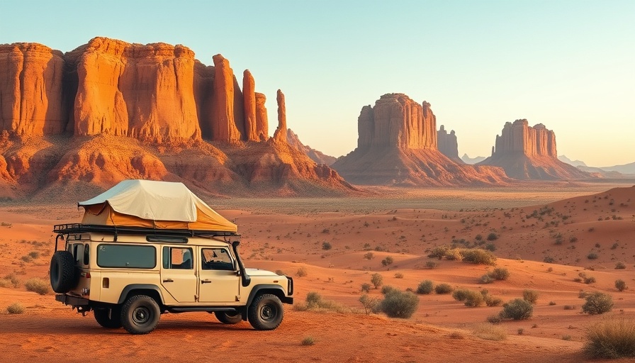 Namibia Digital Nomad Visa: Desert landscape with vehicle and tents.