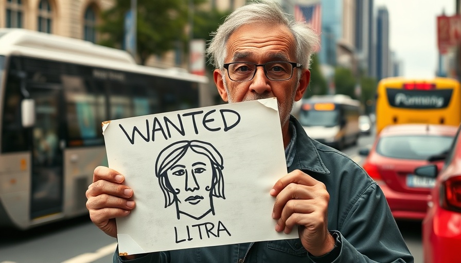 Man with 'Wanted' sign in busy street related to Argentina crypto scandal.