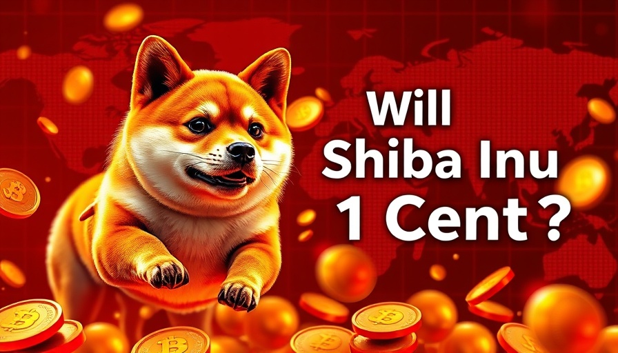 Will Shiba Inu reach 1 cent on Shiba Inu coins with red digital background.