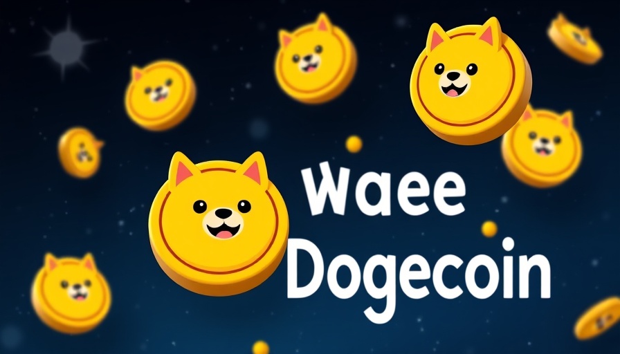 Vibrant Dogecoin price prediction graphic with floating coins.