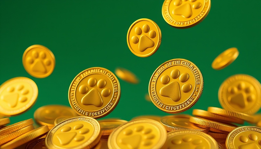 Crypto to Buy for Long-Term Growth: paw print coins on green background.