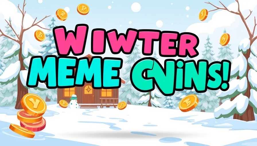 Top meme coins to buy now in a winter cartoon landscape.