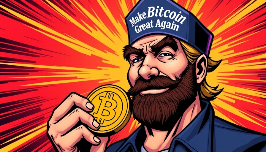 Stylized character with Bitcoin coin and cap, comic book style.