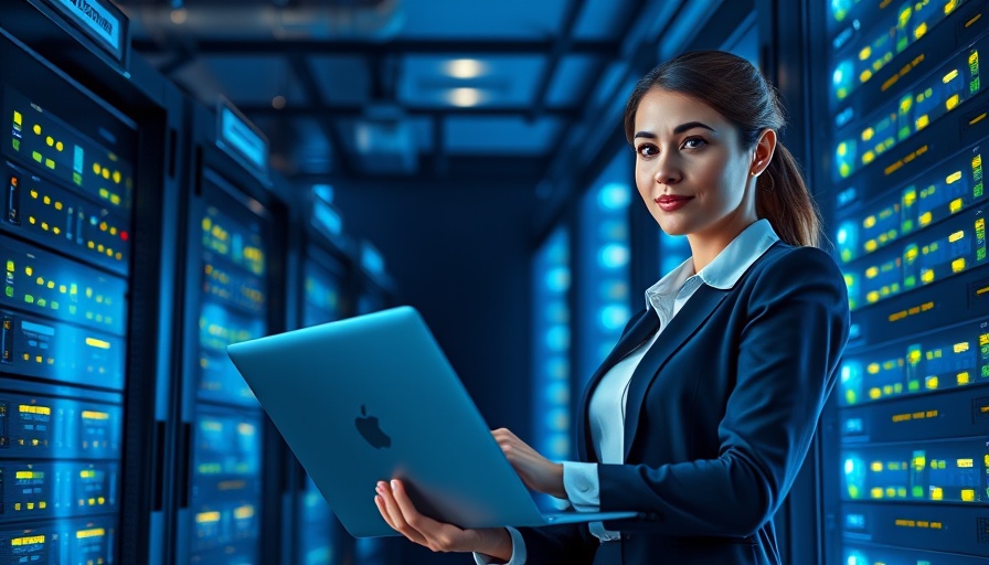 AI jobs disruption concept with woman in server room.