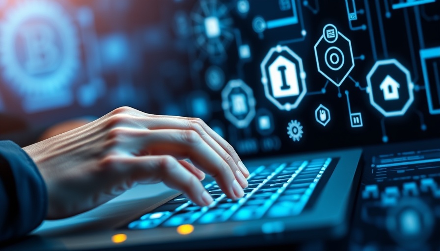 AI technology icons and hands typing on a laptop symbolizing trust in AI detectors