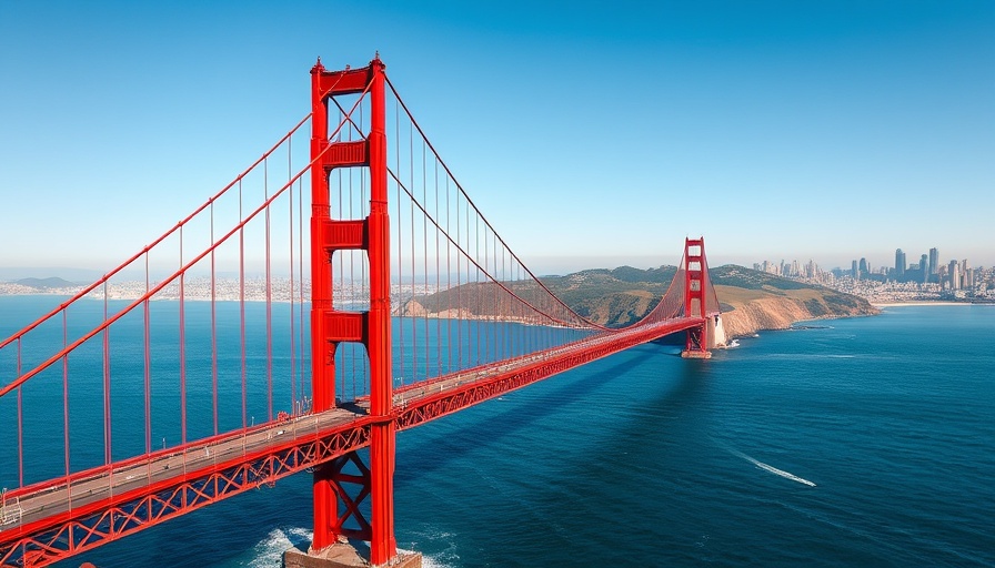 Golden Gate Bridge in California under clear skies.