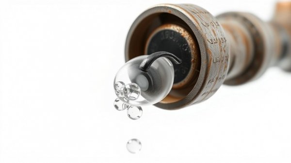 Close-up of a gas pipe with bubbles showing gas leak signs.