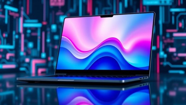 Futuristic laptop showcasing vibrant design, representing laptop prices in 2026.