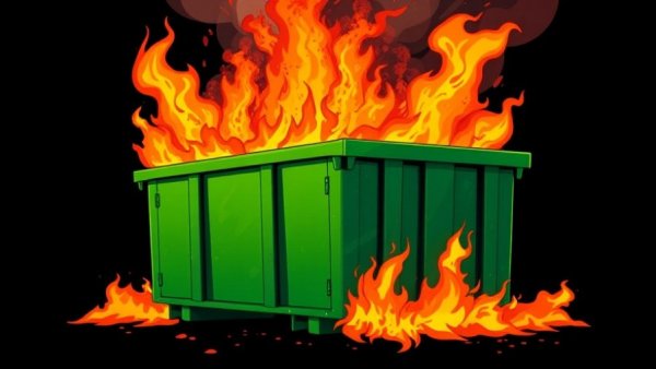Dumpster fire illustration symbolizing worst data breaches of 2025.