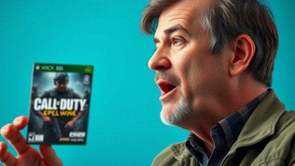 Call of Duty creator speaking with game covers in background.