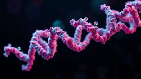 Dynamic AI visualization of protein structure in AlphaFold advancements.