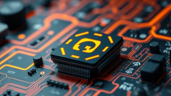 Sleek Groq AI chip on futuristic circuit board, vivid tech background.