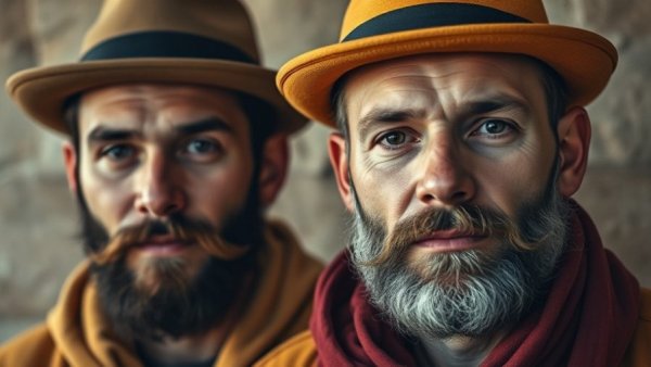 Vibrant hats and facial hair styles for Decembeards