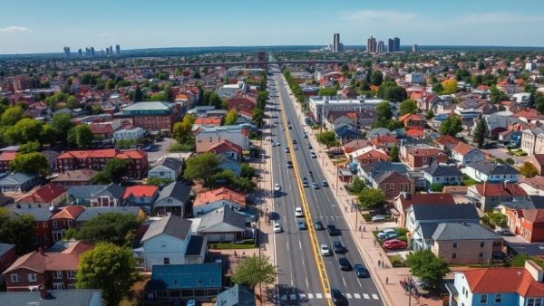 Aerial view of Georgia housing and streets, highlighting urban life.