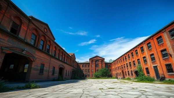 Willingham Mill history depicted in an old red brick mill under blue sky.