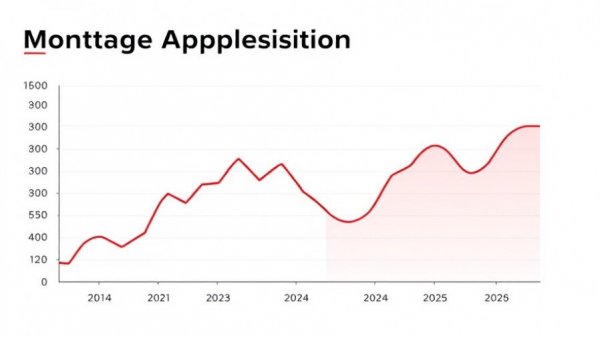 Mortgage applications drop in 2024 and 2025 line graph.