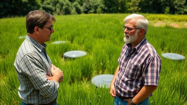 Discussing septic and sewer systems for land investors in a field setting.