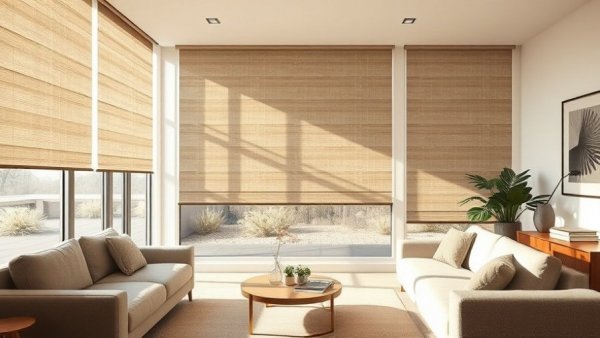 Elegant roller blinds enhancing living room aesthetics.